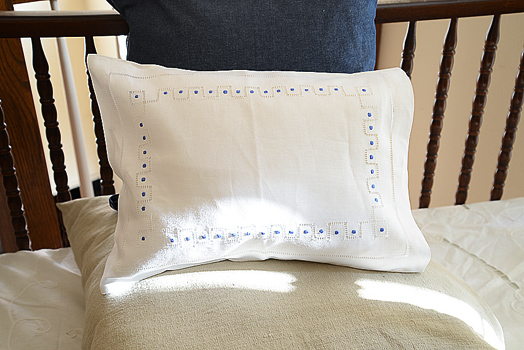 Hemstitch baby pillowcases, French Blue Polka Dots, 2 cases